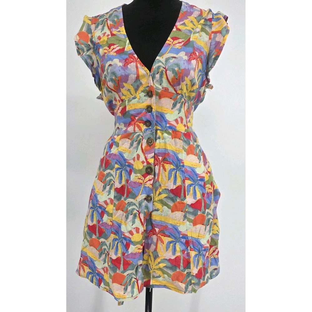 Marine Layer Camila Romper Groovy Print Medium Hemp Lyocel Tropical Boho